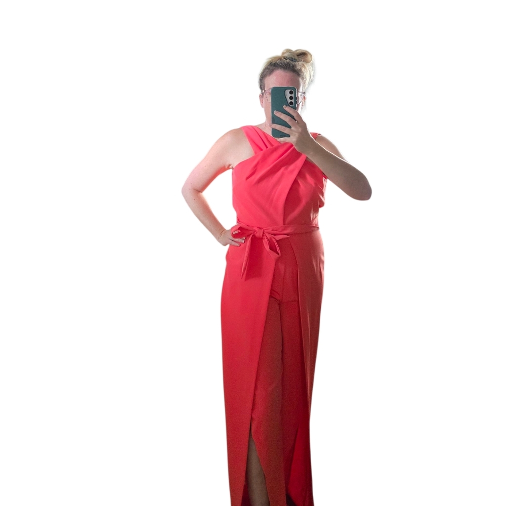 Alex Marie One Shoulder Coral Jumpsuit